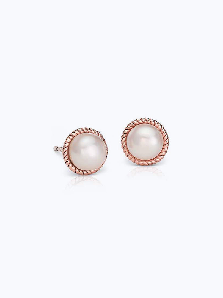 Freshwater Cultured Pearl Roped Stud Earrings