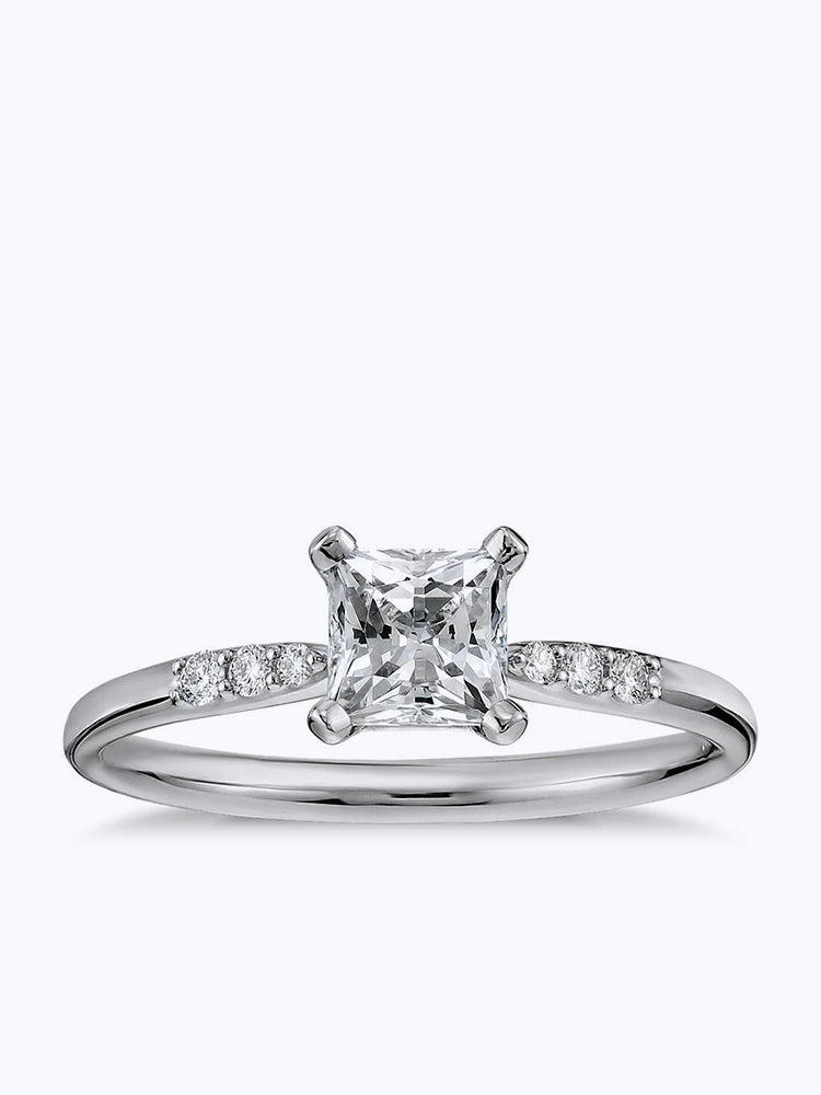 Carat Preset Princess-Cut Petite Diamond Engagement Ring
