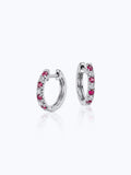 Petite Ruby and Diamond Pavé Huggie Hoop Earring