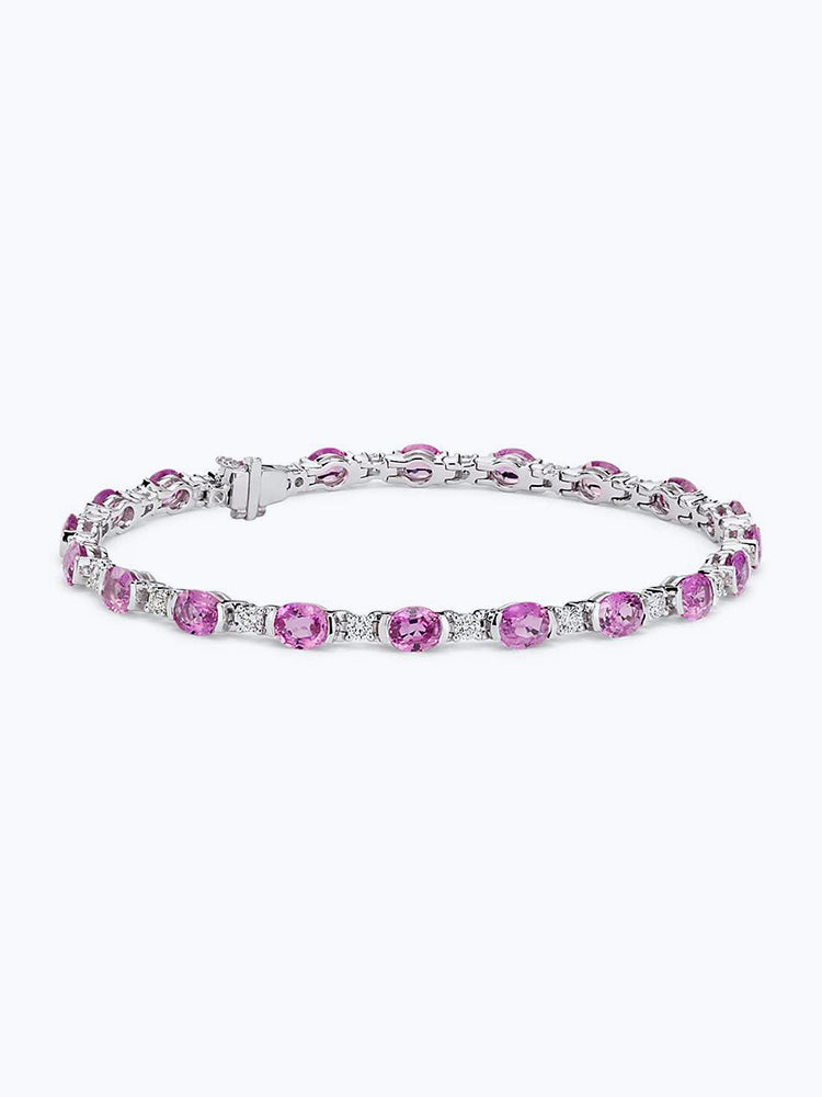 Oval Sapphire and Diamond Semi-Bezel-Set Bracelet