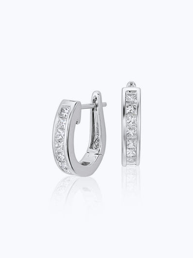 Princess-Cut Hoop Diamond Earrings