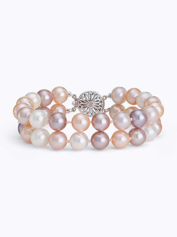 Double-Strand Pink Freshwater Cultured Pearl Bracelet