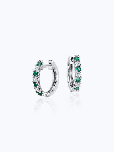 Petite Ruby and Diamond Pavé Huggie Hoop Earring