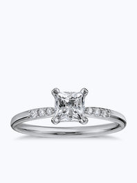 Carat Preset Princess-Cut Petite Diamond Engagement Ring