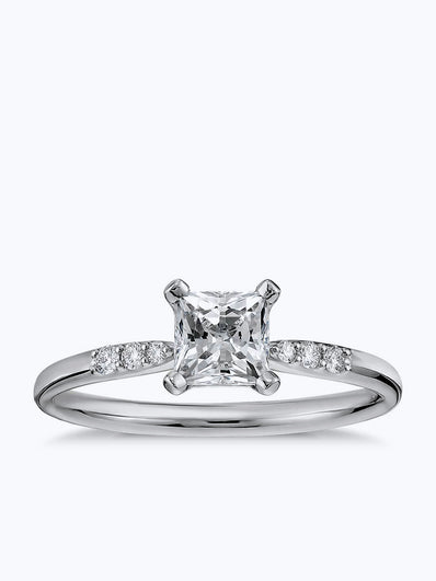 Carat Preset Princess-Cut Petite Diamond Engagement Ring