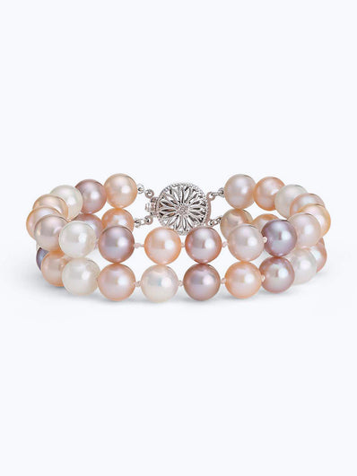 Double-Strand Pink Freshwater Cultured Pearl Bracelet