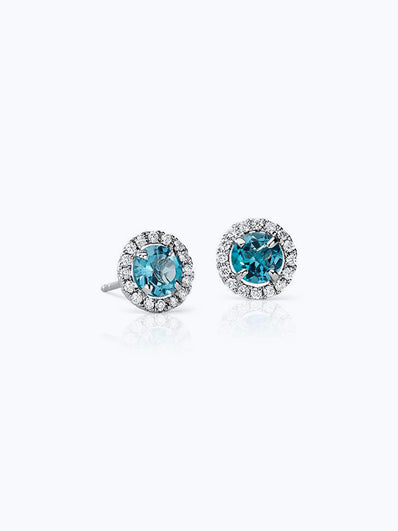 Sapphire and Micropavé Diamond Stud Earrings