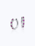 Petite Ruby and Diamond Pavé Huggie Hoop Earring