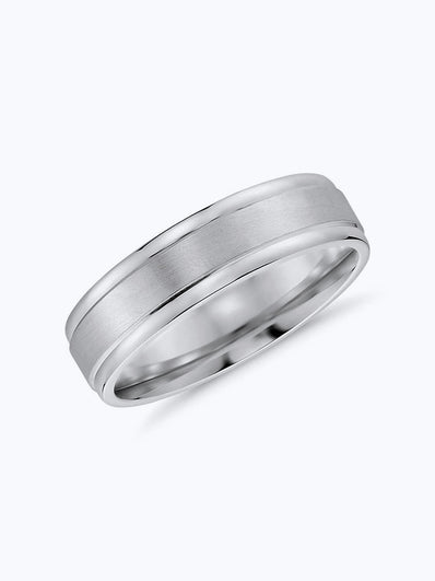 Brushed Inlay Wedding Ring in Platinum
